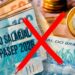 Notas de 100, 50 e 20 reais com a marcação indicando que o PIS/Pasep não foi liberado em 2026, destacada com um X vermelho.