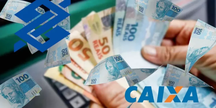 Notas de 100 e 50 reais, com os logos do Banco do Brasil e da Caixa Econômica Federal, representando o pagamento do Pix para milhões de brasileiros.