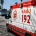 Ambulância do SAMU 192 estacionada em via pública, representando o processo seletivo com mais de 100 vagas em Uberlândia MG