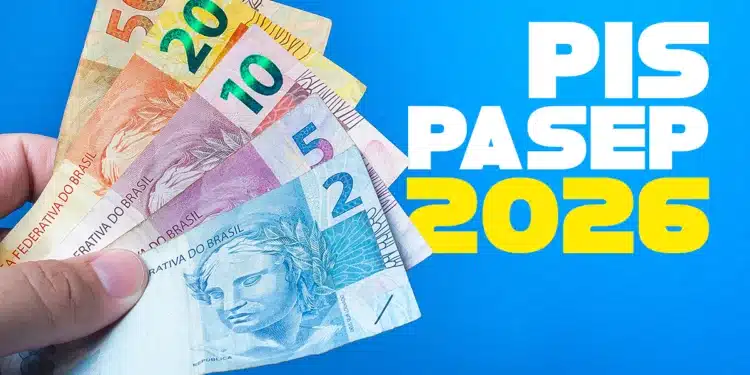 Dinheiro em notas de real representando liberação de valores do ressarcimento do PIS/Pasep para trabalhadores brasileiros em fevereiro de 2026
