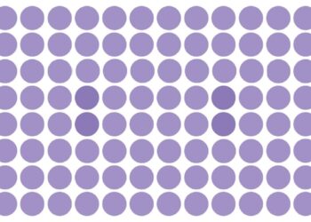 Teste de QI com diversos círculos roxos alinhados com um retângulo oculto entre eles