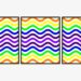 Desafio visual com três quadros com linhas onduladas coloridas e padrão similar lado a lado
