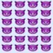 Desafio visual com diversos emojis roxos com expressão séria alinhados formando um padrão repetitivo