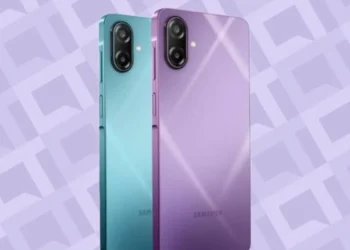 Imagem do Samsung Galaxy M17e 5G, novo modelo com bateria de 6.000 mAh e preço inferior a R$ 740, disponível em cores vibrantes.