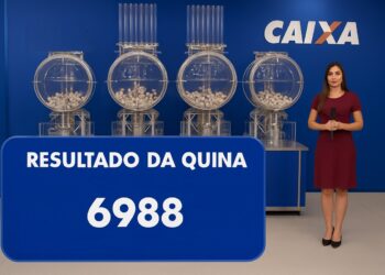 Resultado do sorteio da Quina exibido com os números sorteados