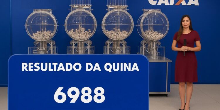 Resultado do sorteio da Quina exibido com os números sorteados