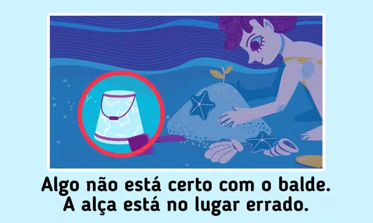 Teste de atenção com uma criança ajoelhada na areia observa estrela-do-mar ao lado de planta brotando