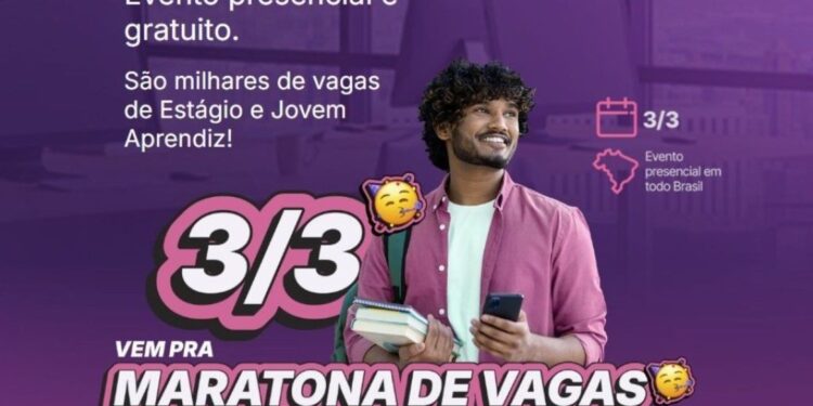 Imagem promovendo a maratona de vagas de estágio e Jovem Aprendiz na Bahia, evento presencial do CIEE com mais de 700 vagas disponíveis.