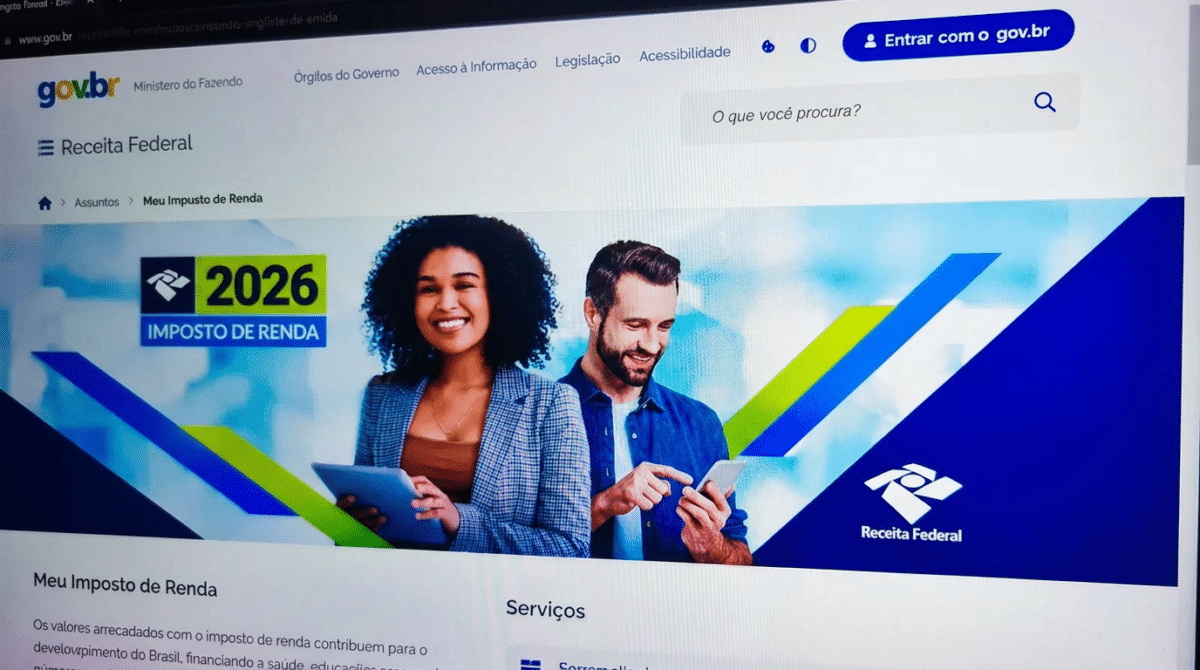 Tela do site da Receita Federal mostrando a página do Imposto de Renda 2026