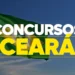 Imagem da bandeira do Brasil com o texto 'Concursos Ceará' em destaque sobre o céu azul, representando as vagas de concurso público no estado do Ceará.