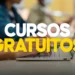 Mãos sob o teclado de um notebook e nome "Cursos gratuitos" destacado.