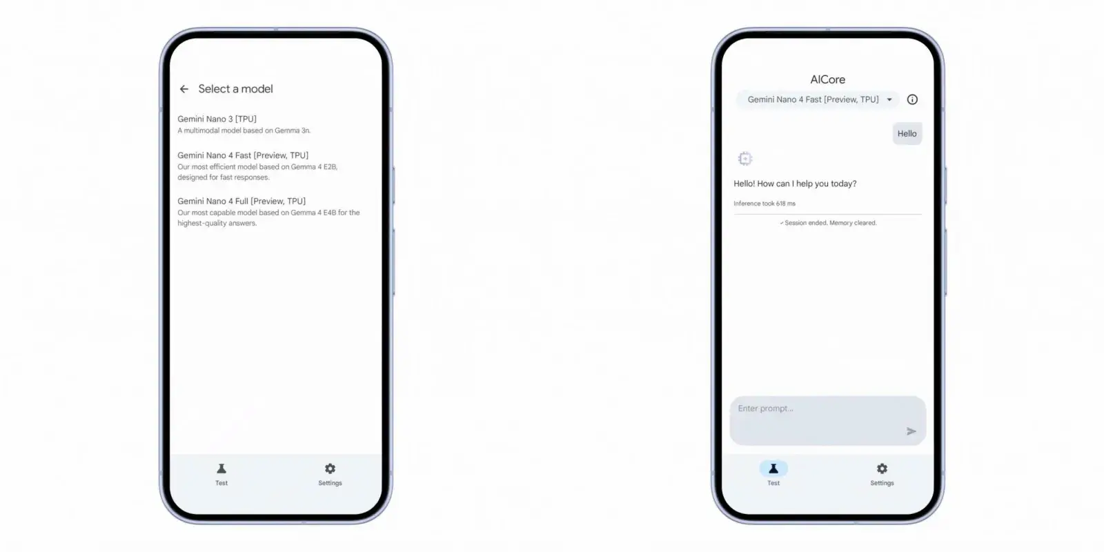 Interface do Gemini Nano 4 mostrando a seleção do modelo e interação com a IA.