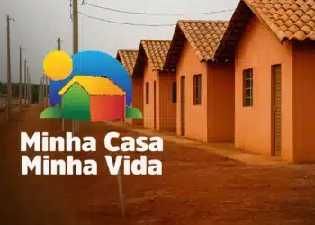 Imagem do programa Minha Casa Minha Vida com casas populares e o logo oficial, com as novas regras para 2026.