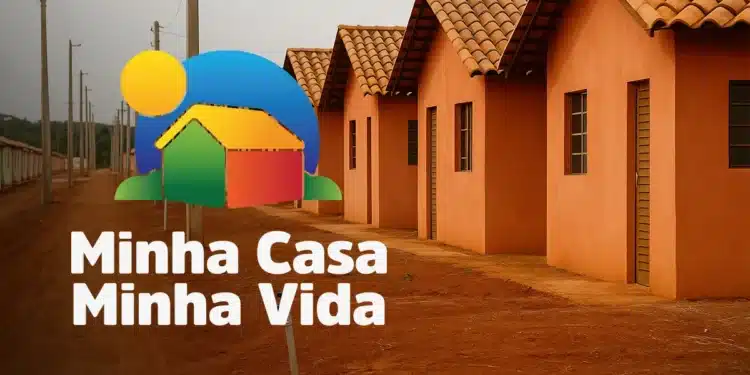 Imagem do programa Minha Casa Minha Vida com casas populares e o logo oficial, com as novas regras para 2026.