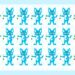 Grade com 21 gatos azuis em estilo desenho, braços abertos, organizados em 4 fileiras sobre fundo azul claro.