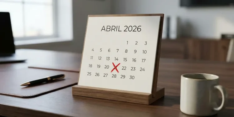 Calendário de abril de 2026 com 20 de abril destacado. A data cai em uma segunda-feira, que pode ser ponto facultativo em algumas regiões.