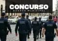 Grupo de guardas municipais em patrulhamento em via urbana com texto Concurso Guarda Municipal sobre vagas em Ipu CE
