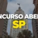 Prédio no centro de São Paulo com destaque para concurso público aberto.