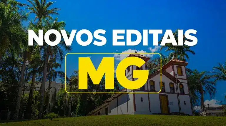 Imagem destacando o lançamento de novos editais em Minas Gerais, com inscrições abertas a partir de amanhã, 9 de abril.