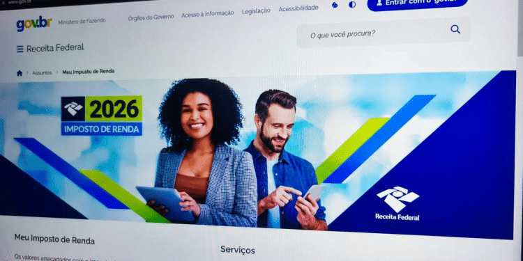 Tela do portal Gov.br exibindo a seção do Imposto de Renda 2026 da Receita Federal, com acesso ao serviço Meu Imposto de Renda.