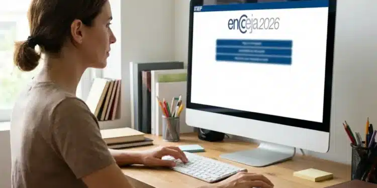 Pessoa realizando inscrição do Encceja 2026 em computador, verificando prazo final para cadastro online
