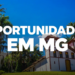 Casarão branco colonial com telhado de cerâmica, janelas amarelas e palmeiras, com texto "Oportunidades em MG"