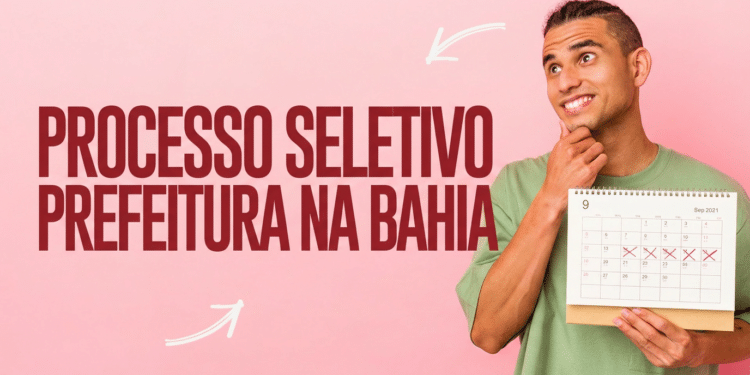 Jovem de camiseta verde segura calendário de setembro 2021 com datas marcadas em X ao lado de texto sobre processo seletivo na Bahia
