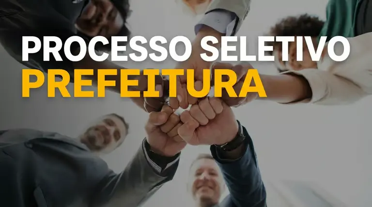 Grupo de pessoas unindo as mãos em forma de apoio, simbolizando união e a prorrogação das inscrições para o processo seletivo da prefeitura.