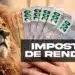 Leão, dinheiro e logotipo da Receita Federal, representando as despesas que contribuem para a restituição do Imposto de Renda.