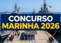 Mar e navios no fundo e nome "CONCURSO MARINHA 2026" destacado.