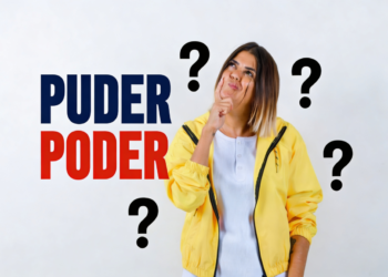 Mulher de jaqueta amarela e blusa branca, pose pensativa, com texto "Puder Poder" e interrogações.