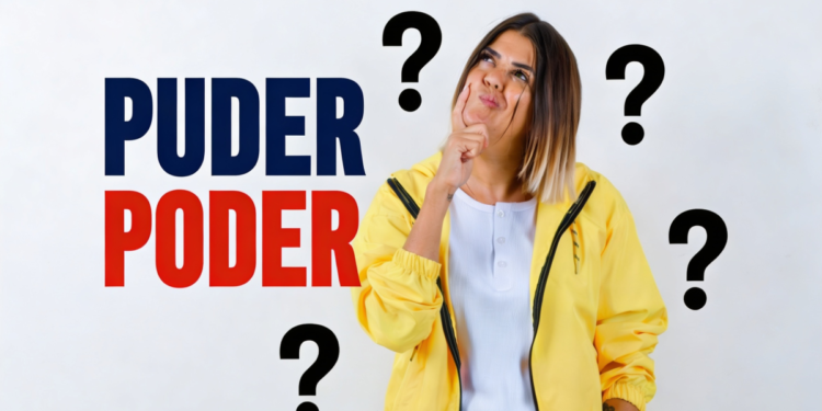 Mulher de jaqueta amarela e blusa branca, pose pensativa, com texto "Puder Poder" e interrogações.