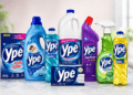 Produtos Ypê da marca brasileira de higiene e limpeza da Química Amparo em fundo claro.