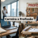 Comparativo visual entre ambiente corporativo com executivo e oficina de marcenaria com artesão trabalhando.