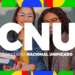Duas jovens com óculos segurando livros sorriem, com texto "CNU Concurso Nacional Unificado" sobreposto
