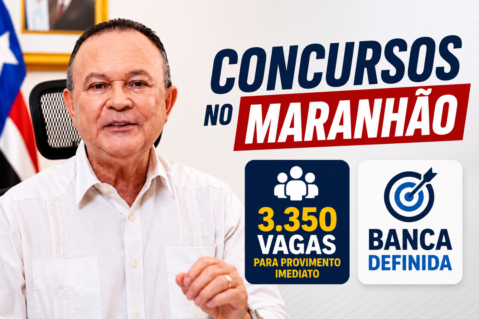 Carlos Brandão em escritório oficial anuncia concurso com 3.350 vagas para segurança pública, banca Cebraspe definida.