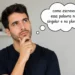 Pessoa pensativa com balão de pensamento sobre palavras que têm a mesma forma no singular e no plural.