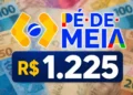 Arte do Pé-de-Meia com notas de dinheiro ao fundo representando os pagamentos de R$ 1.225
