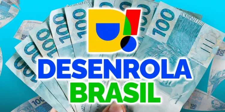 Logo do Desenrola Brasil sobre notas de cem reais, representando a medida assinada por Lula para renegociação de dívidas em 2026.