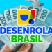 Logo do Desenrola Brasil sobre notas de cem reais, representando a medida assinada por Lula para renegociação de dívidas em 2026.