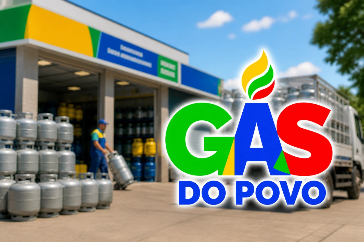 Distribuidora de botijões com logotipo do Gás do Povo, representando a adesão ao programa pela Caixa