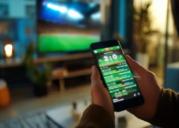 Pessoa utilizando smartphone exibindo aplicativo de apostas, representando ações do governo contra bets ilegais e proteção de recursos públicos.