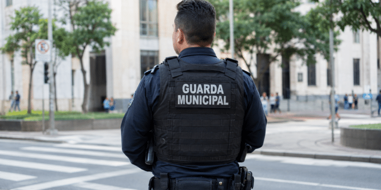 Guarda municipal fardado visto de costas, representando concurso com inscrições abertas até 30 de junho.