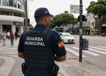 Guarda Municipal de Itajaí em atuação na rua.