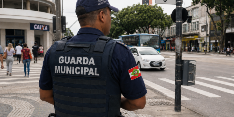 Guarda Municipal de Itajaí em atuação na rua.