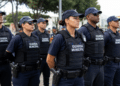 Agentes da Guarda Municipal em formação durante operação de segurança pública em Minas Gerais.