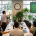 Equipe de escritório assiste a um jogo da Seleção Brasileira na TV durante o expediente