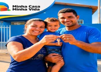 Casal com filho segura a chave da casa do Minha Casa, Minha Vida, entre as 85 mil moradias selecionadas pelo governo
