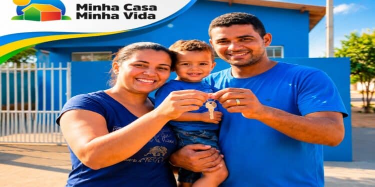 Casal com filho segura a chave da casa do Minha Casa, Minha Vida, entre as 85 mil moradias selecionadas pelo governo
