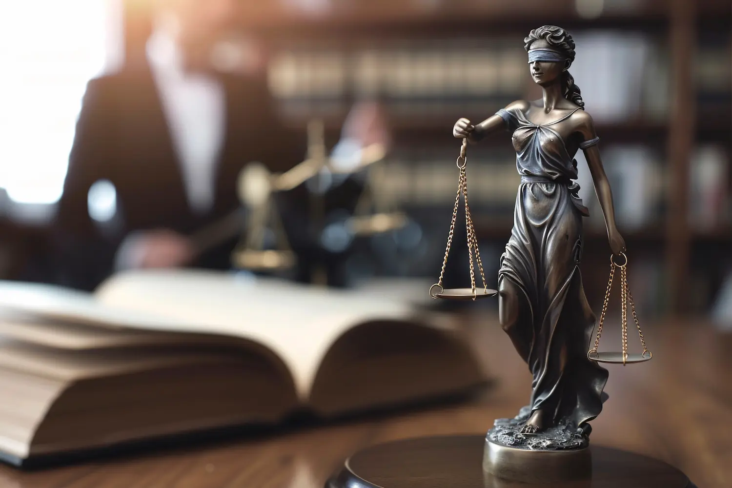 OAB Estátua da Justiça representa a exigência do Exame da OAB para atuação como advogado.